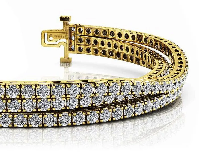 Triple Strand Flexible Diamond Tennis Diamond Bracelet with 9.90 ct.(finished) 2.5mm