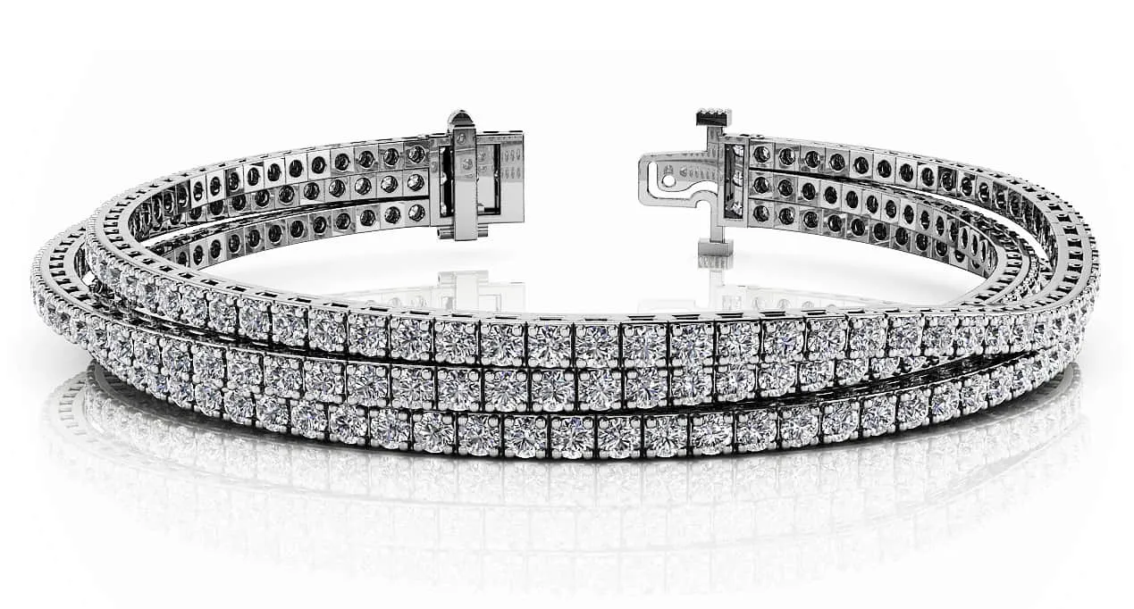 Triple Strand Flexible Diamond Tennis Diamond Bracelet with 9.90 ct.(finished) 2.5mm