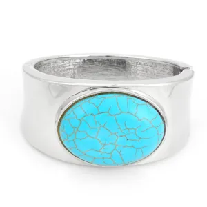 TURQUOISE SILVER HINGED BRACELET #FW-B1564S/TURQ (15FL.)
