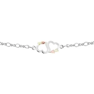 Two Hearts Ankle - Sterling Silver Black Hills Gold Bracelet