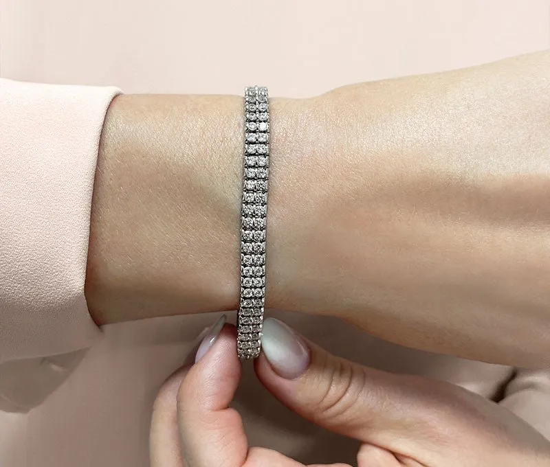 Two Row Lab-Grown Diamond Bracelet with 9.05 ct.(finished) 2.75mm
