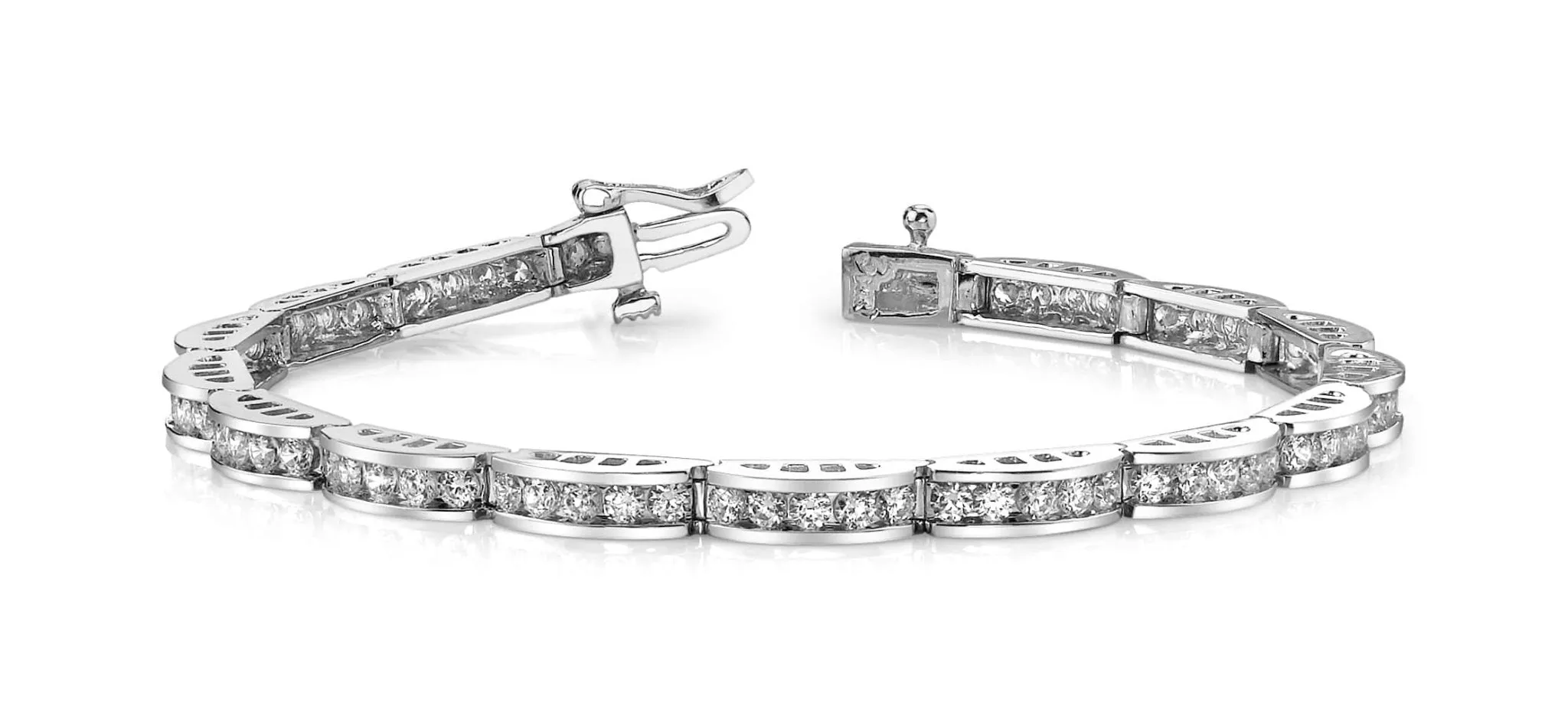 Two Tone Channel Link Lab-Grown Diamond Bracelet with 4.00 ct.(finished) 2.5mm