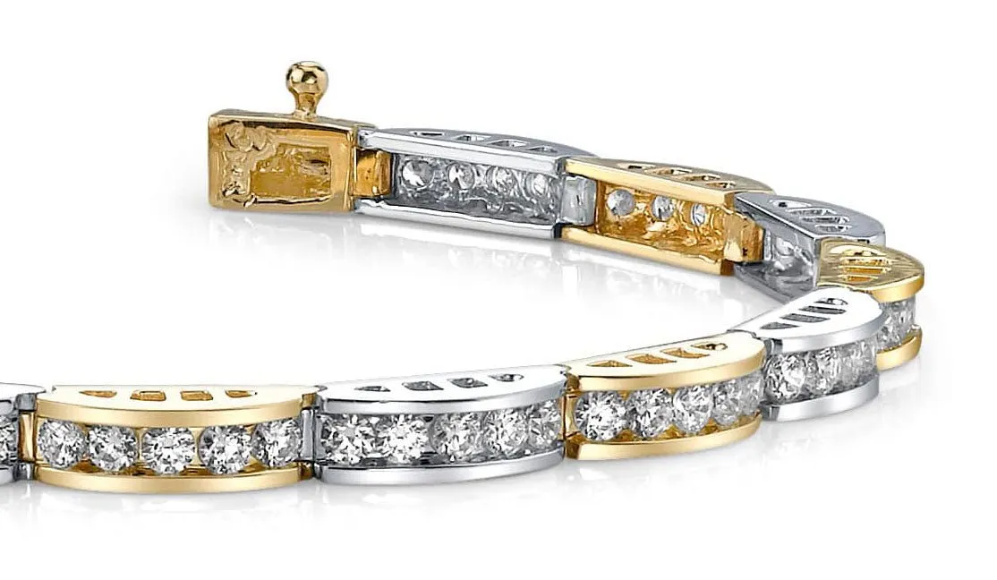 Two Tone Channel Link Lab-Grown Diamond Bracelet with 4.00 ct.(finished) 2.5mm