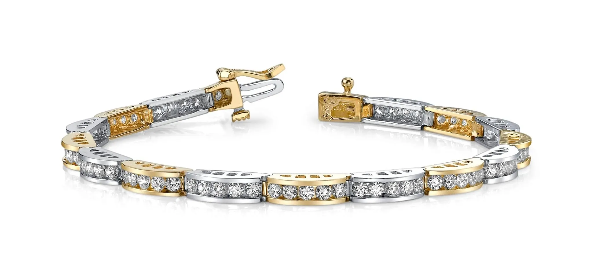 Two Tone Channel Link Lab-Grown Diamond Bracelet with 4.00 ct.(finished) 2.5mm