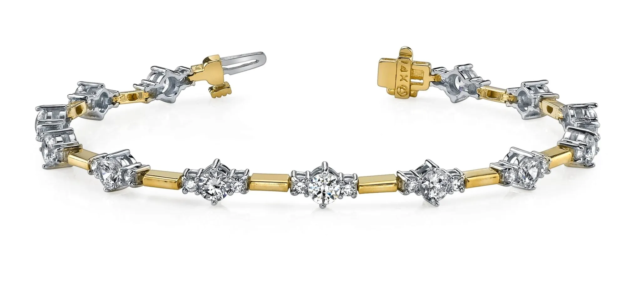 Two Tone Triple Diamond Bracelet with 1.47 ct.(finished) 1.6mm, 2.5mm