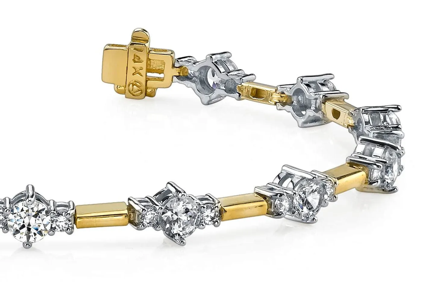 Two Tone Triple Diamond Bracelet with 1.47 ct.(finished) 1.6mm, 2.5mm