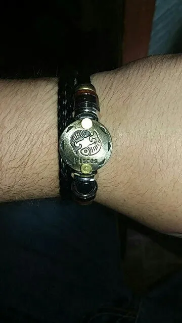 Unisex Zodiac Signs Leather Black Gallstone Bracelets