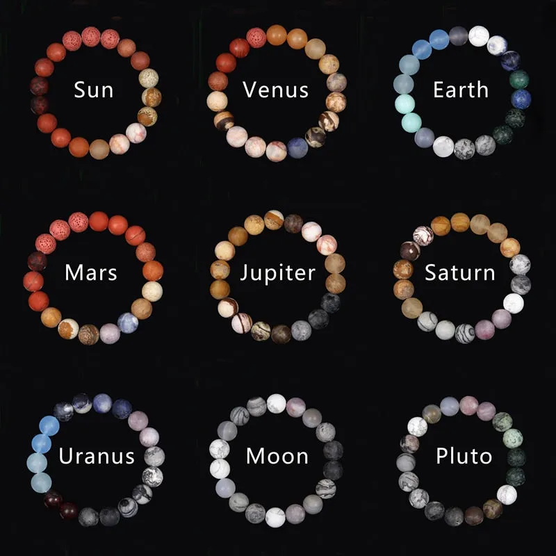 Universe Eight Planets Bracelet Men Natural Stone