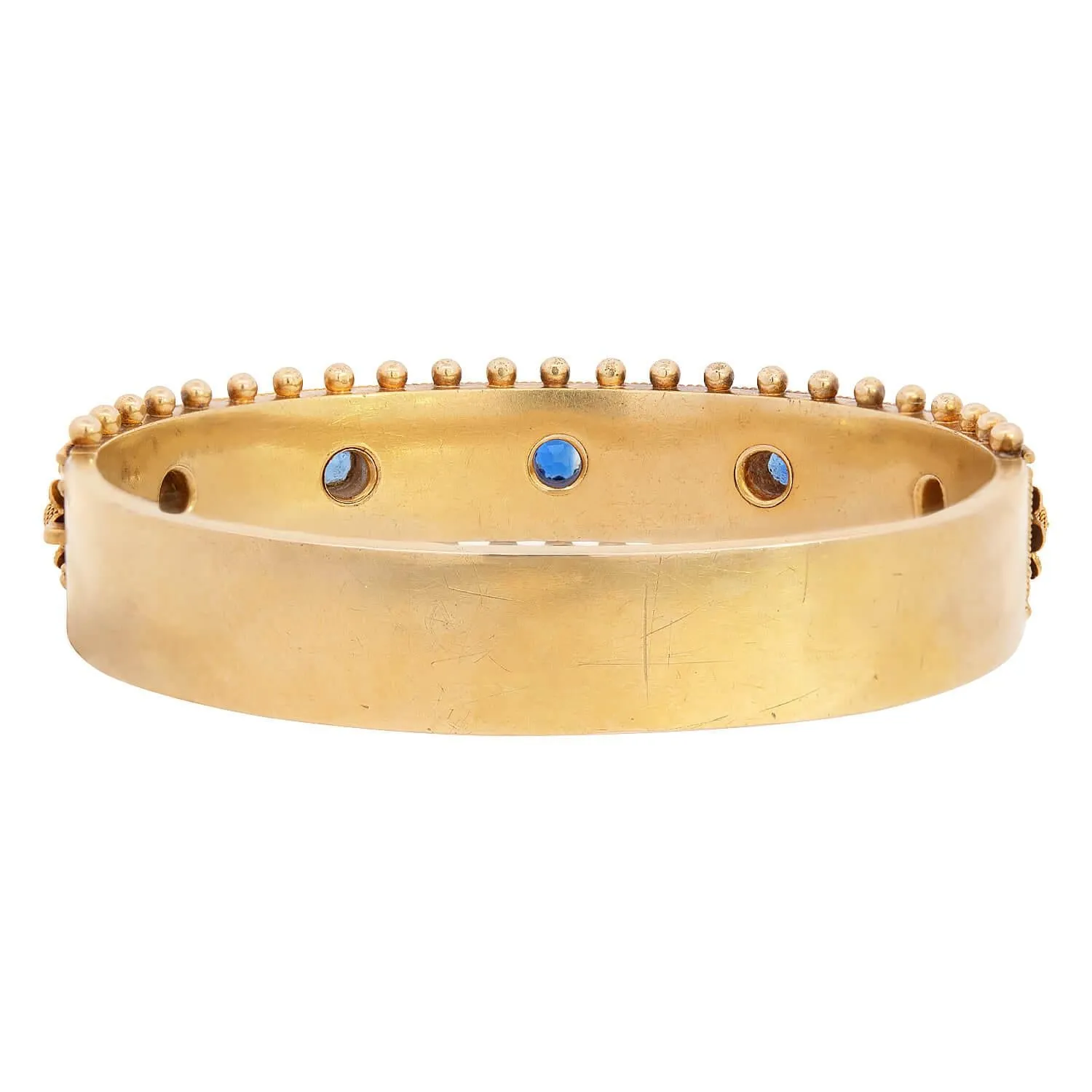 Victorian 14k Sapphire Floral Motif Bangle