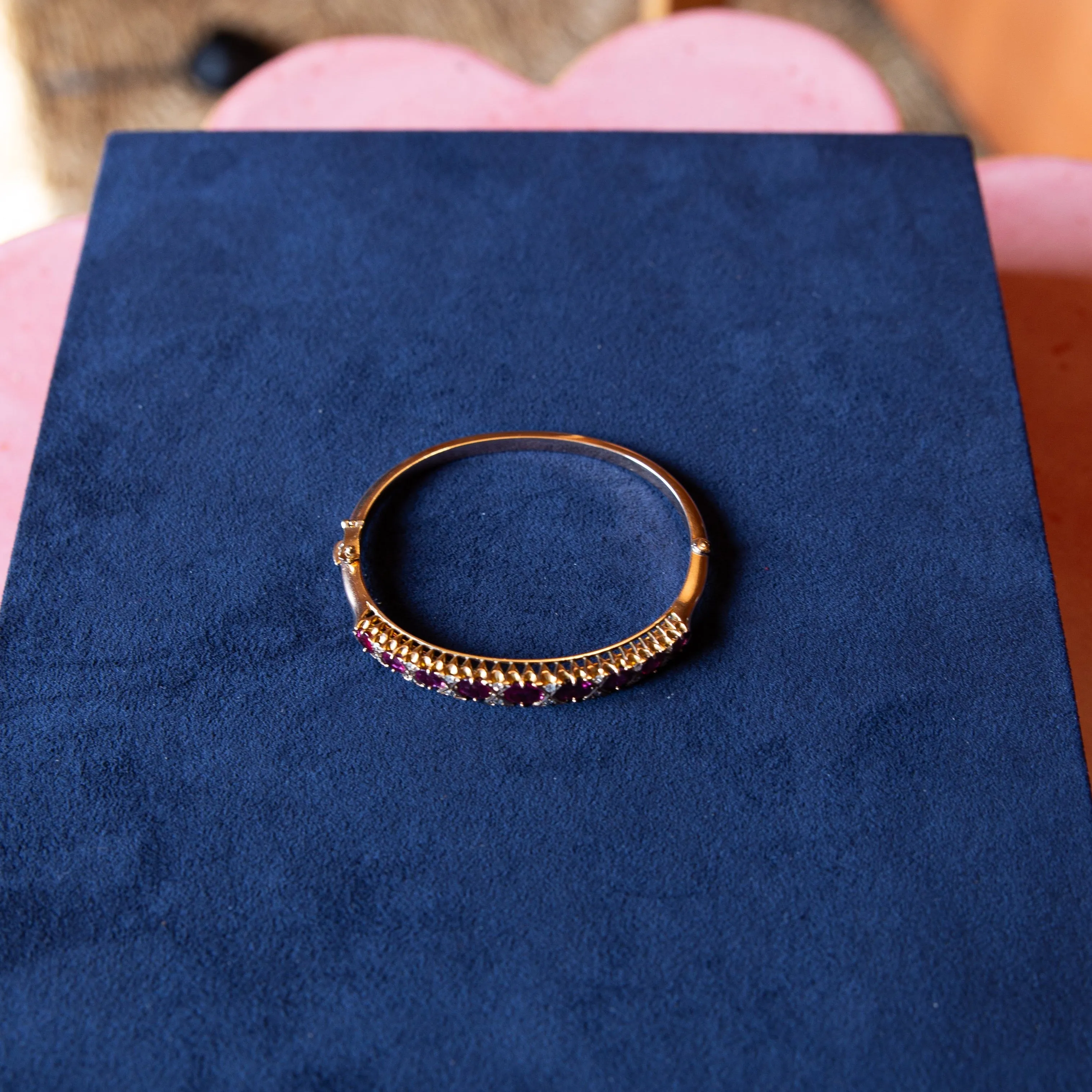 Victorian Era Natural Ruby and Diamond Bracelet