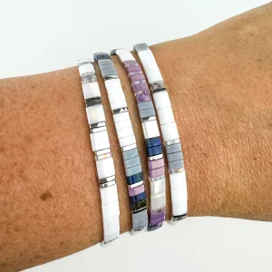 VINE Glass Tila Bead Stretch Bracelet