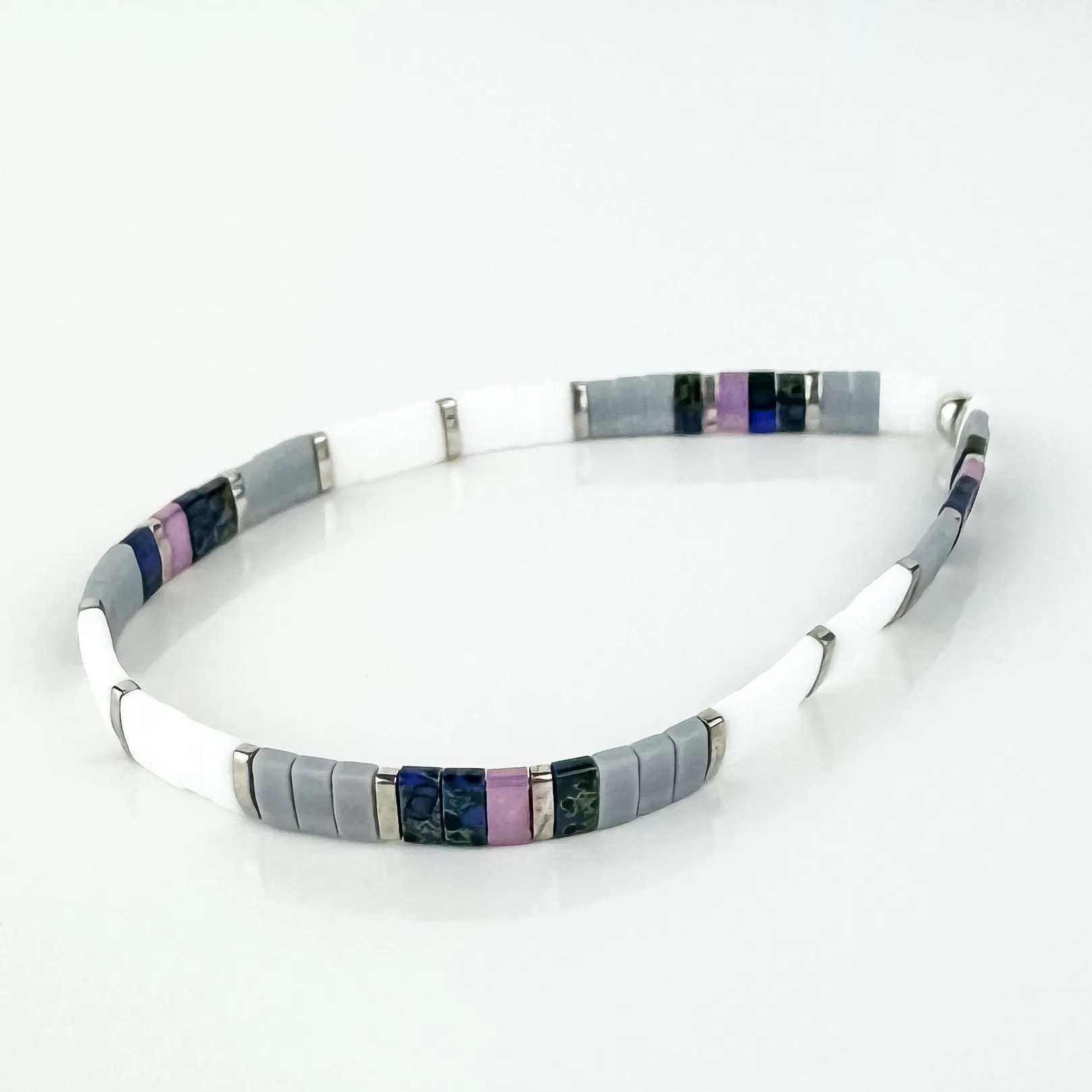 VINE Glass Tila Bead Stretch Bracelet