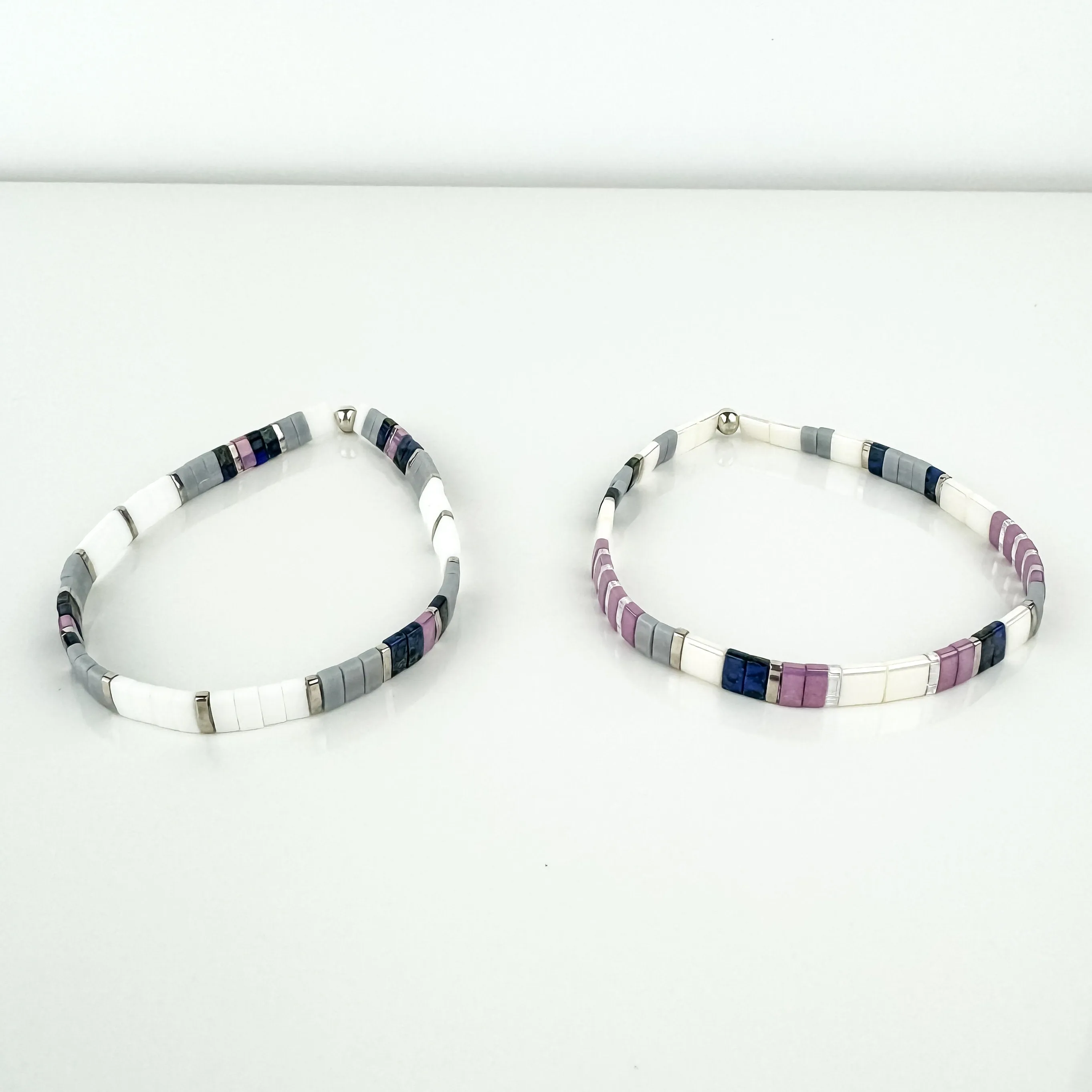 VINE Glass Tila Bead Stretch Bracelet