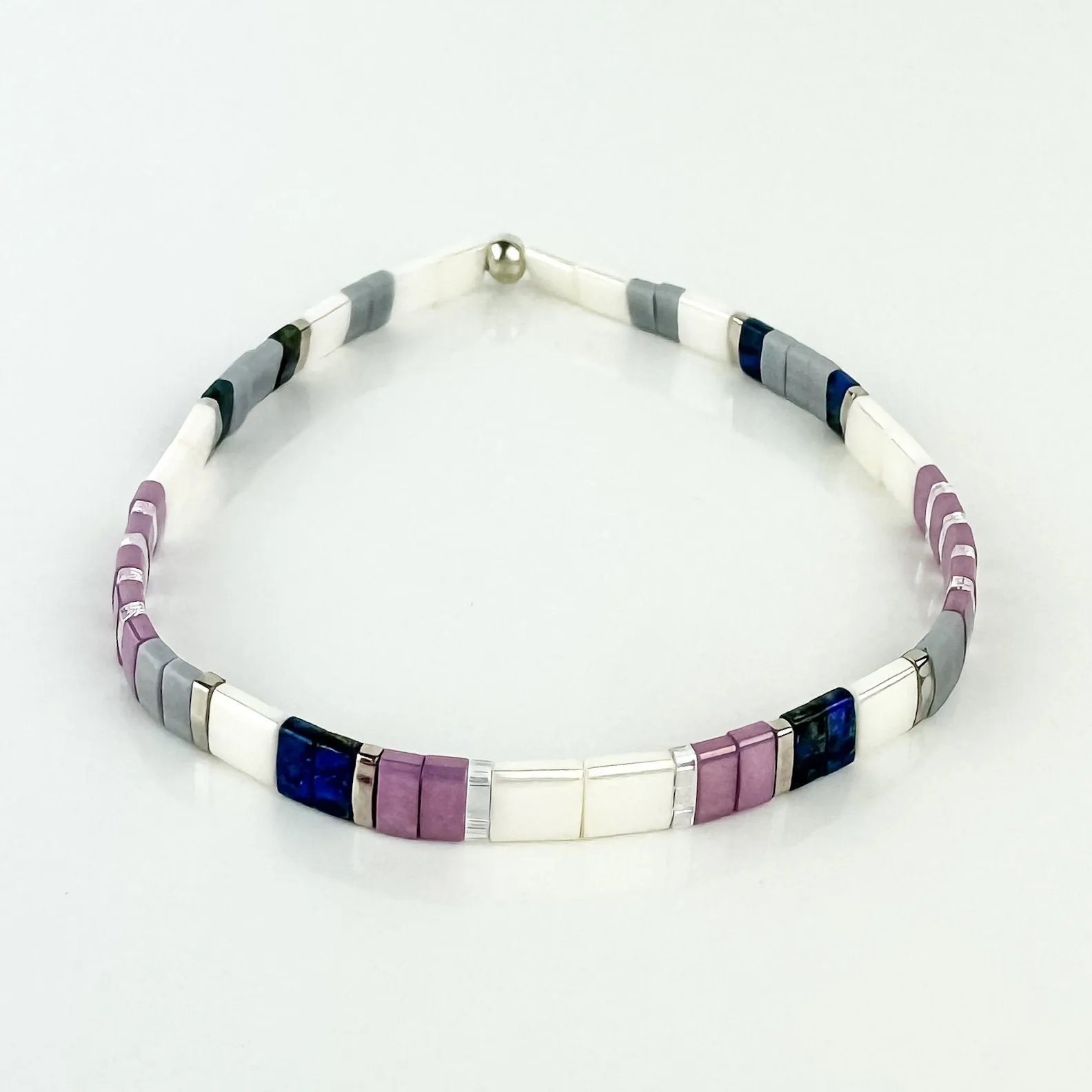 VINE Glass Tila Bead Stretch Bracelet