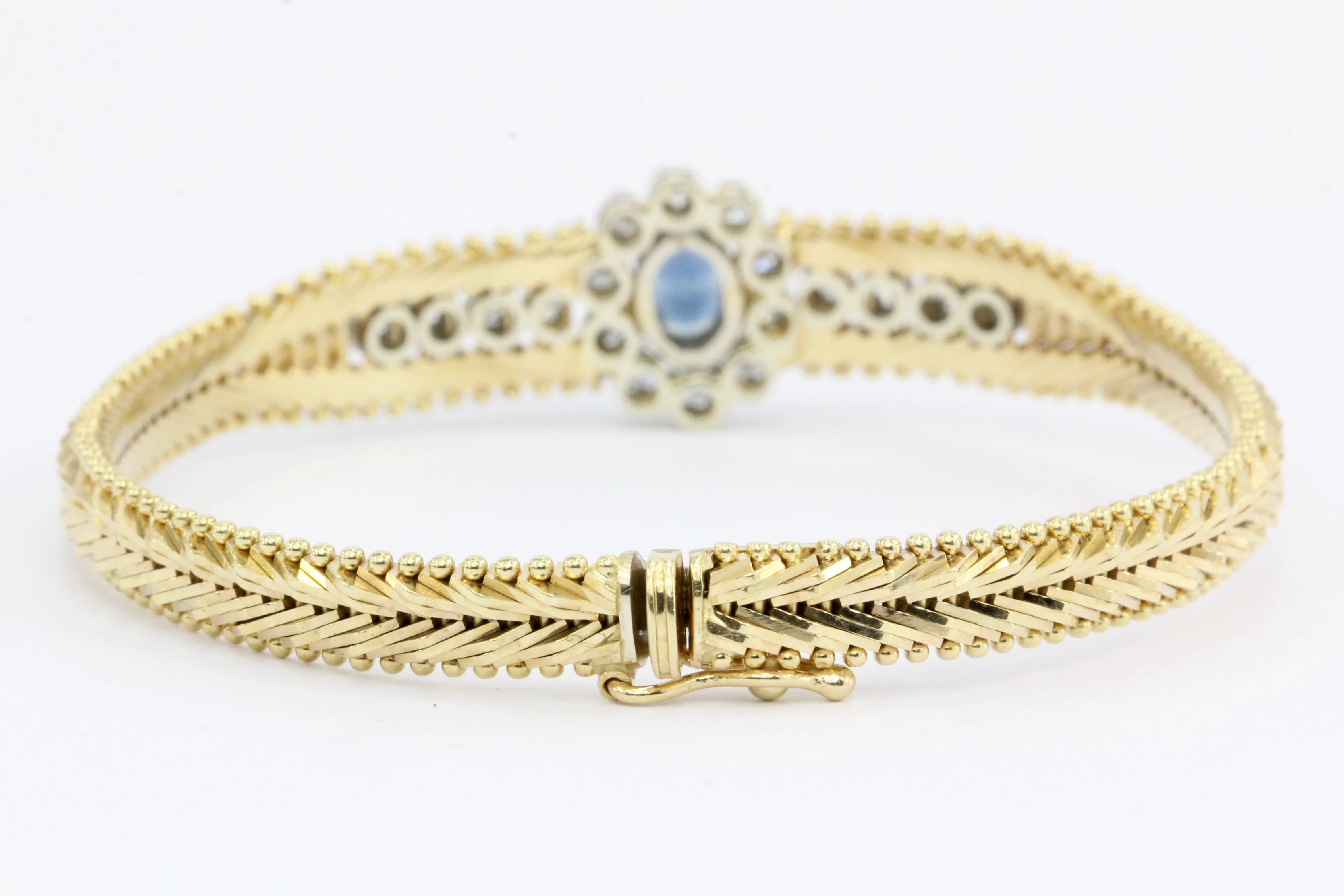 Vintage 14K Gold Sapphire & Diamond Tennis Bracelet