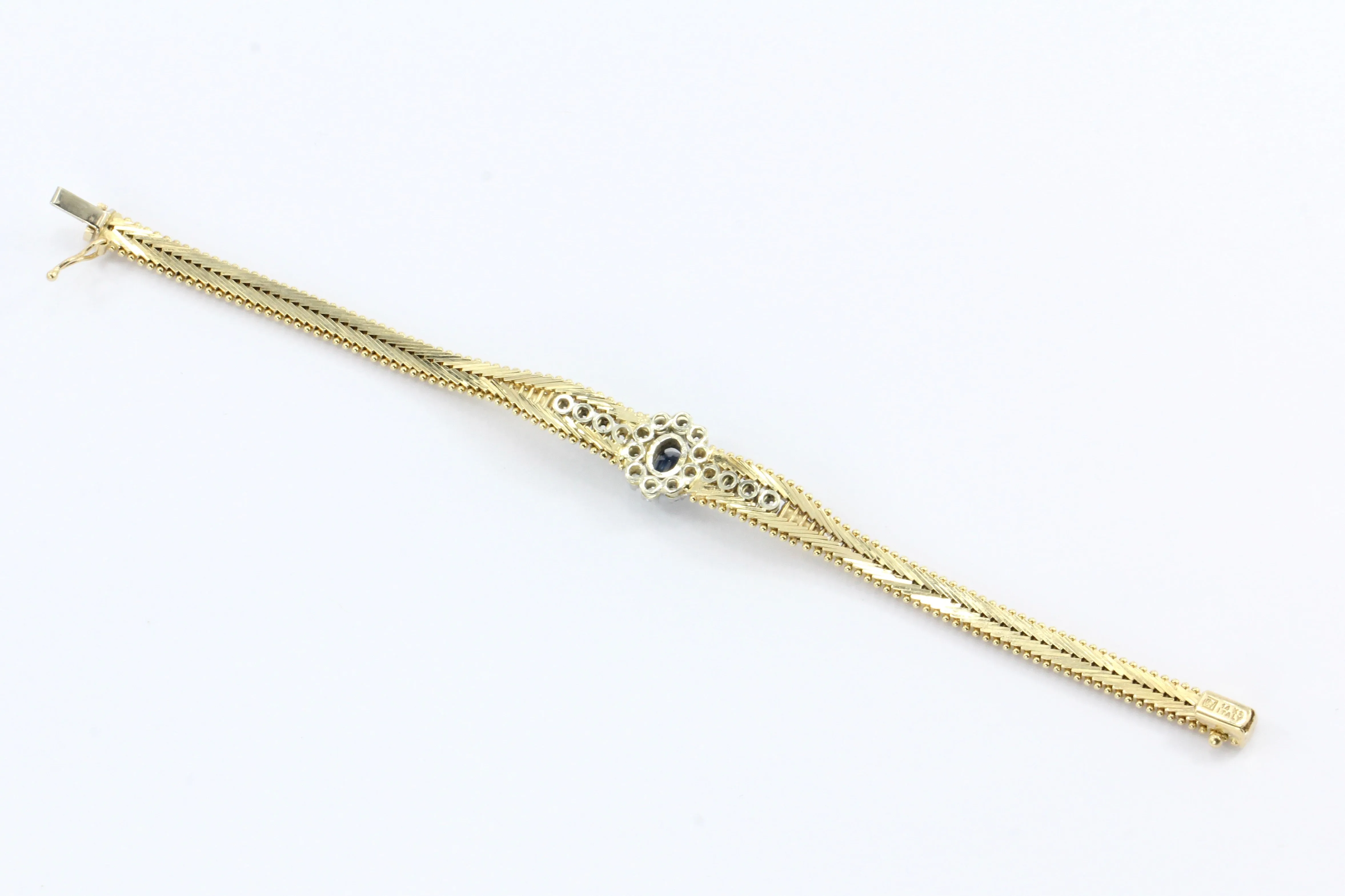 Vintage 14K Gold Sapphire & Diamond Tennis Bracelet