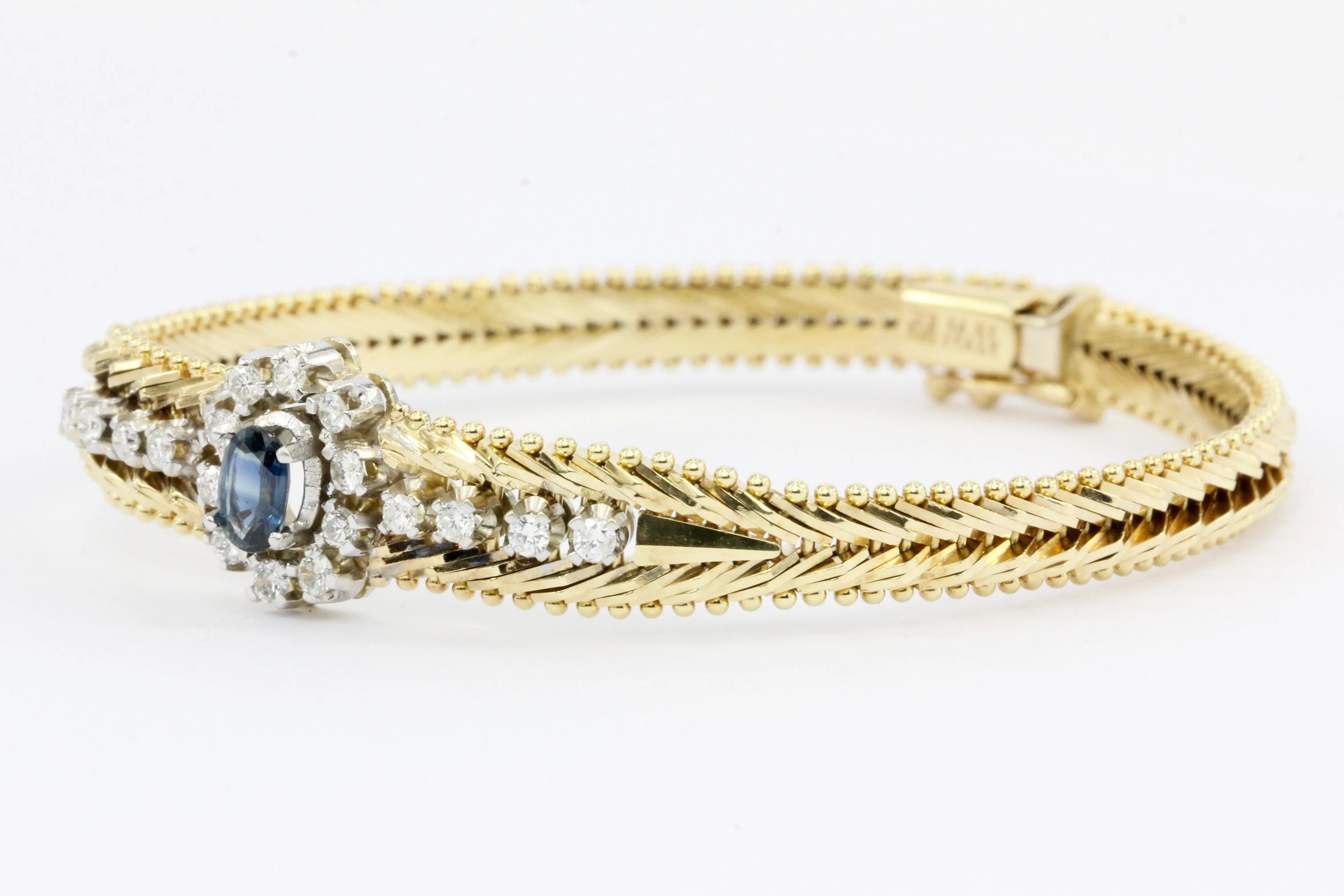 Vintage 14K Gold Sapphire & Diamond Tennis Bracelet