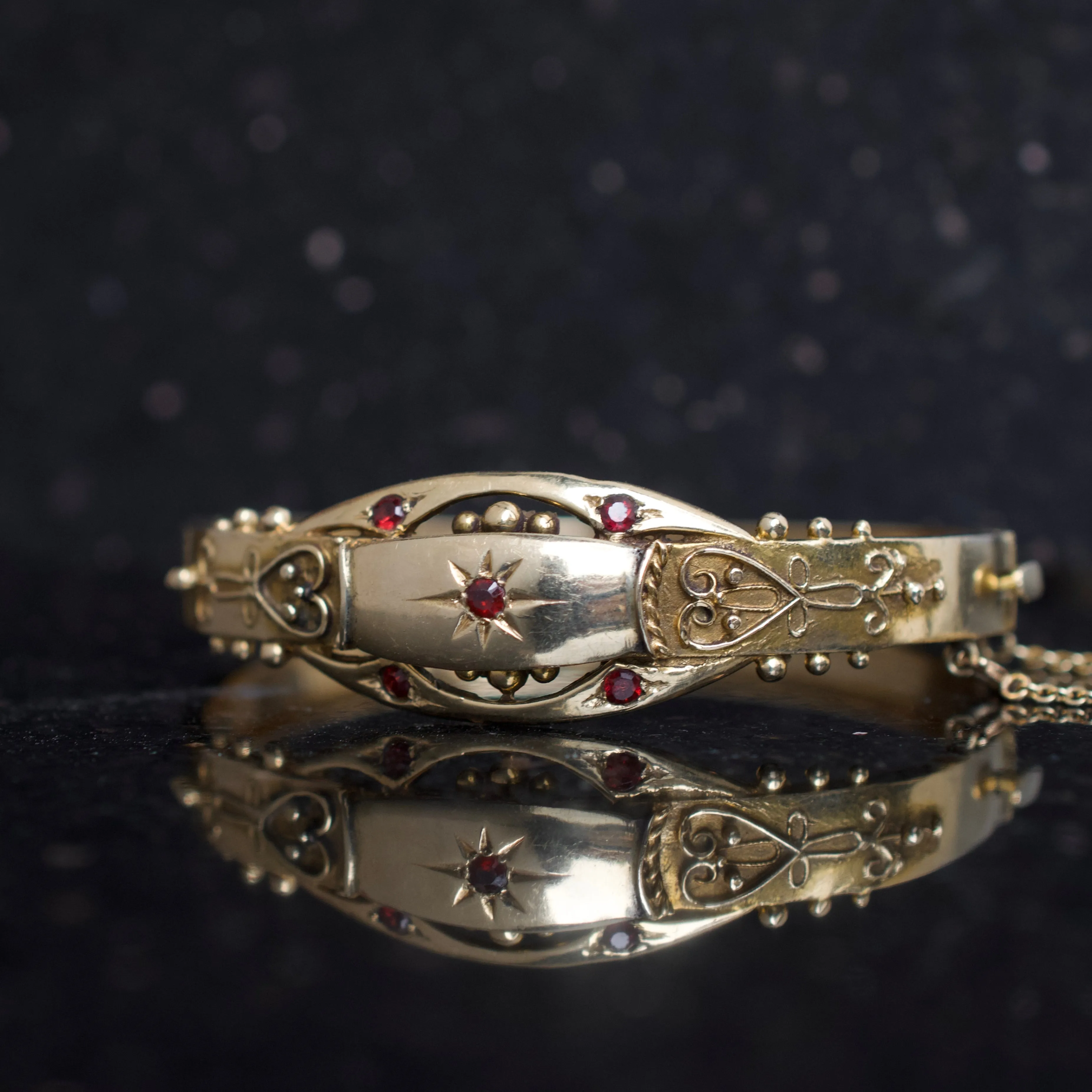 Vintage Bangle with Garnet