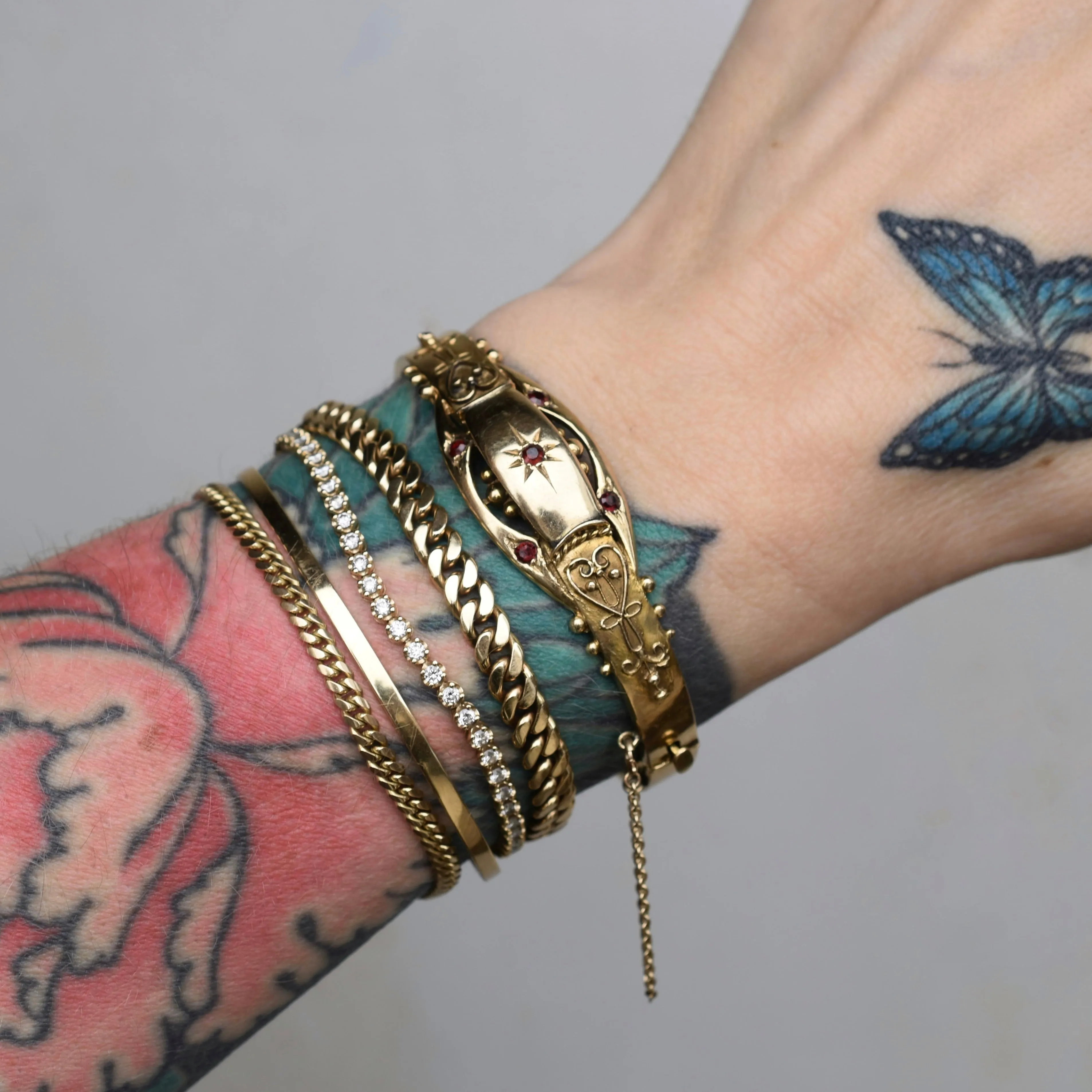 Vintage Bangle with Garnet