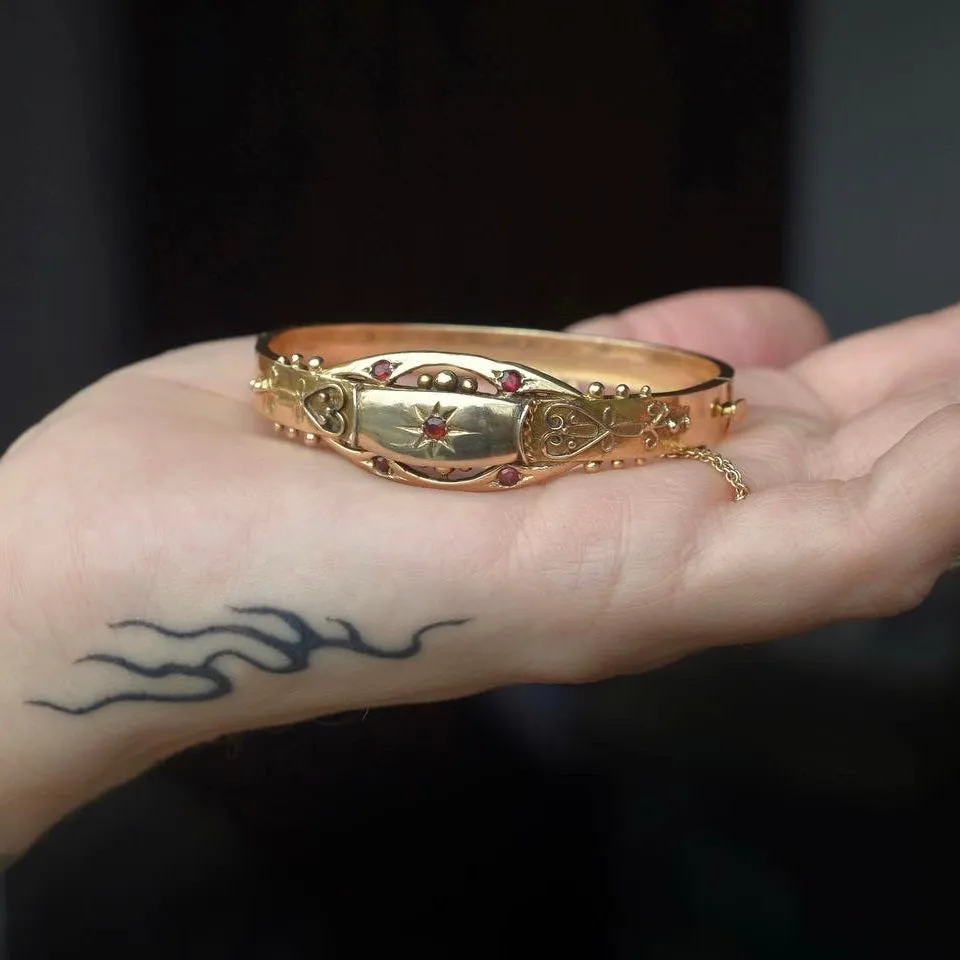 Vintage Bangle with Garnet