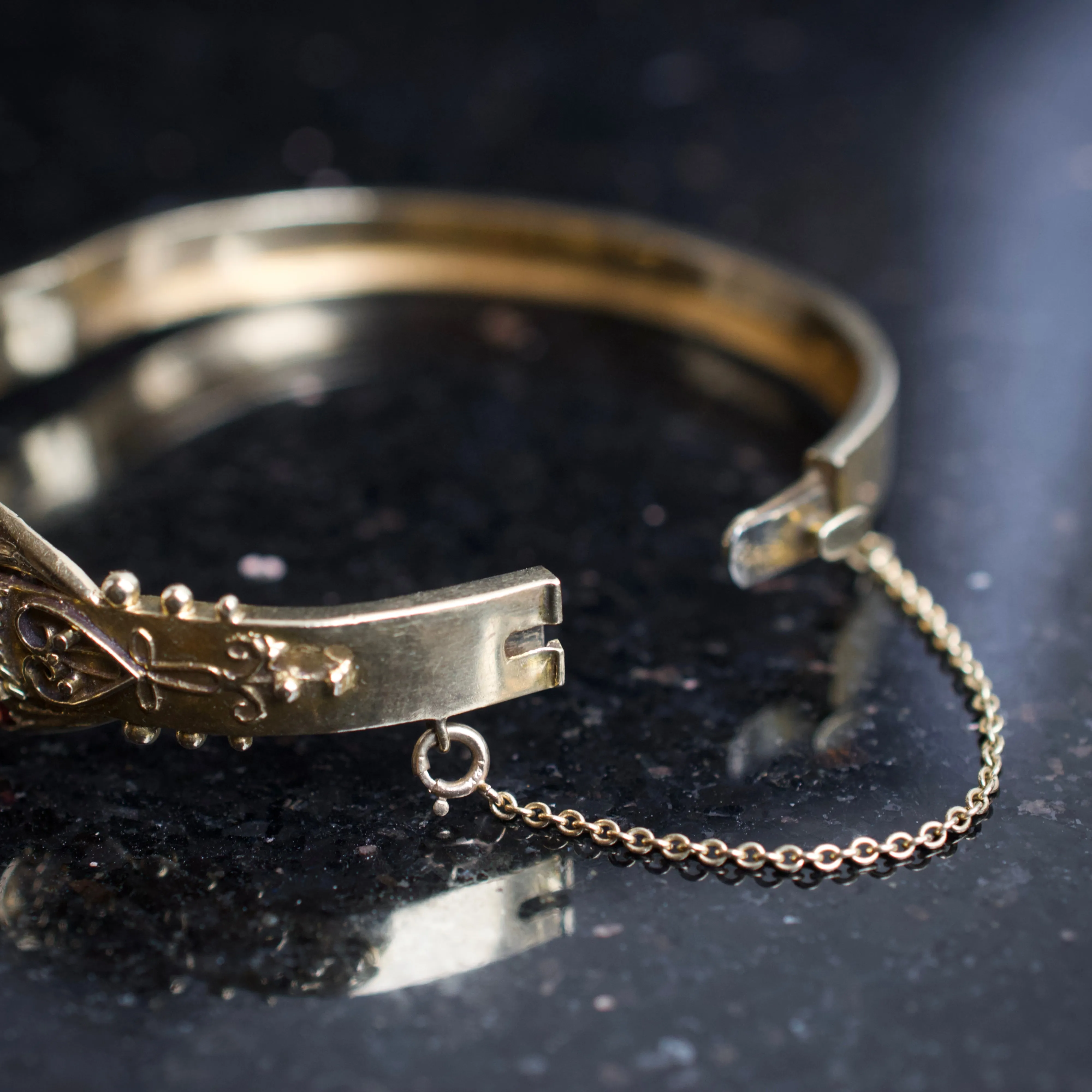 Vintage Bangle with Garnet