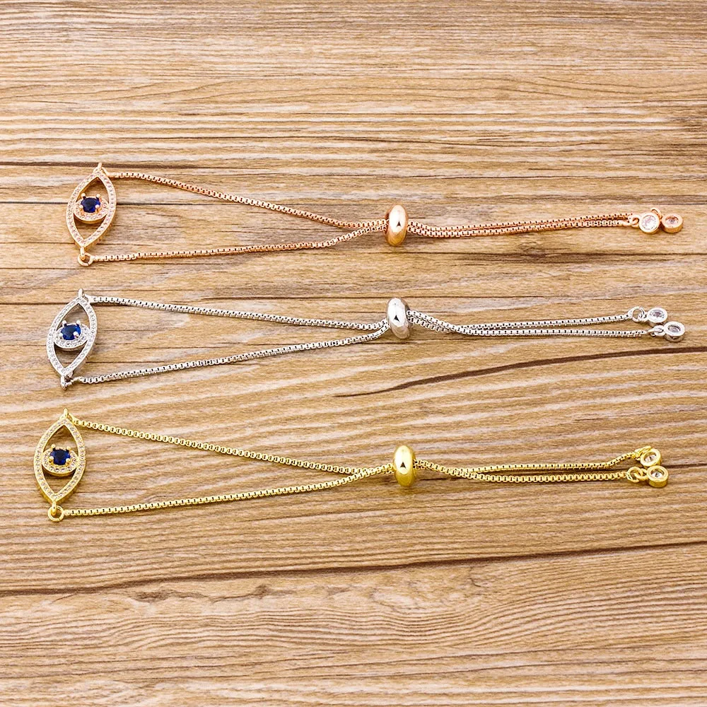 Vintage Evil Eye Gold Bracelet for Women Princess Cut Zircon Jewelry