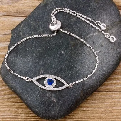 Vintage Evil Eye Gold Bracelet for Women Princess Cut Zircon Jewelry