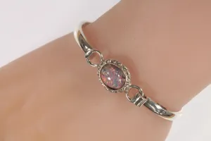 Vintage Mexico Glass Opal Sterling Silver Bracelet 20.2g