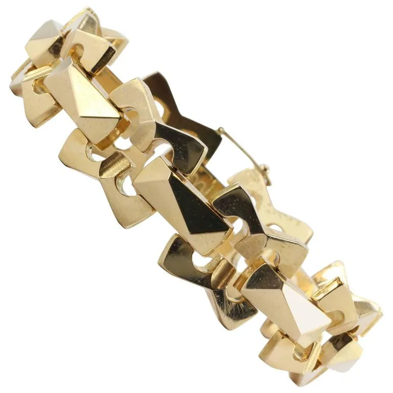Vintage Retro 18K Rose Gold Tosato Bruno Venice Italy Chunky Bracelet