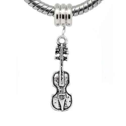 Violin Spacer European Bead Compatible for Most European Snake Chain Bracelet
