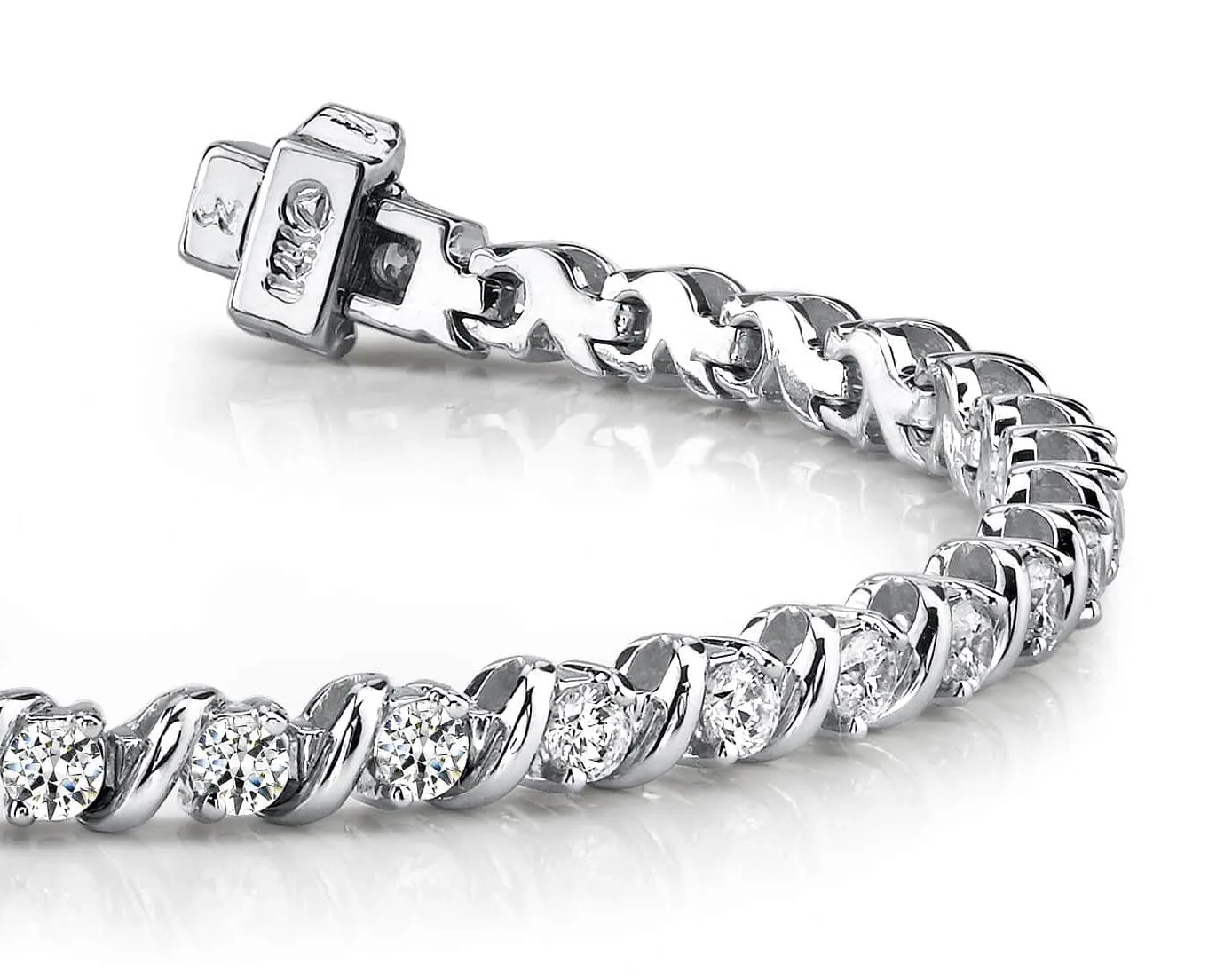 Wavy Hood Link Lab-Grown Diamond Tennis Bracelet with 8.97 ct.(finished) 4.7mm