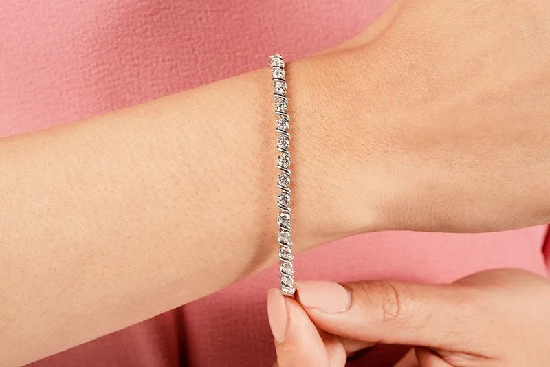 Wavy Hood Link Lab-Grown Diamond Tennis Bracelet with 8.97 ct.(finished) 4.7mm