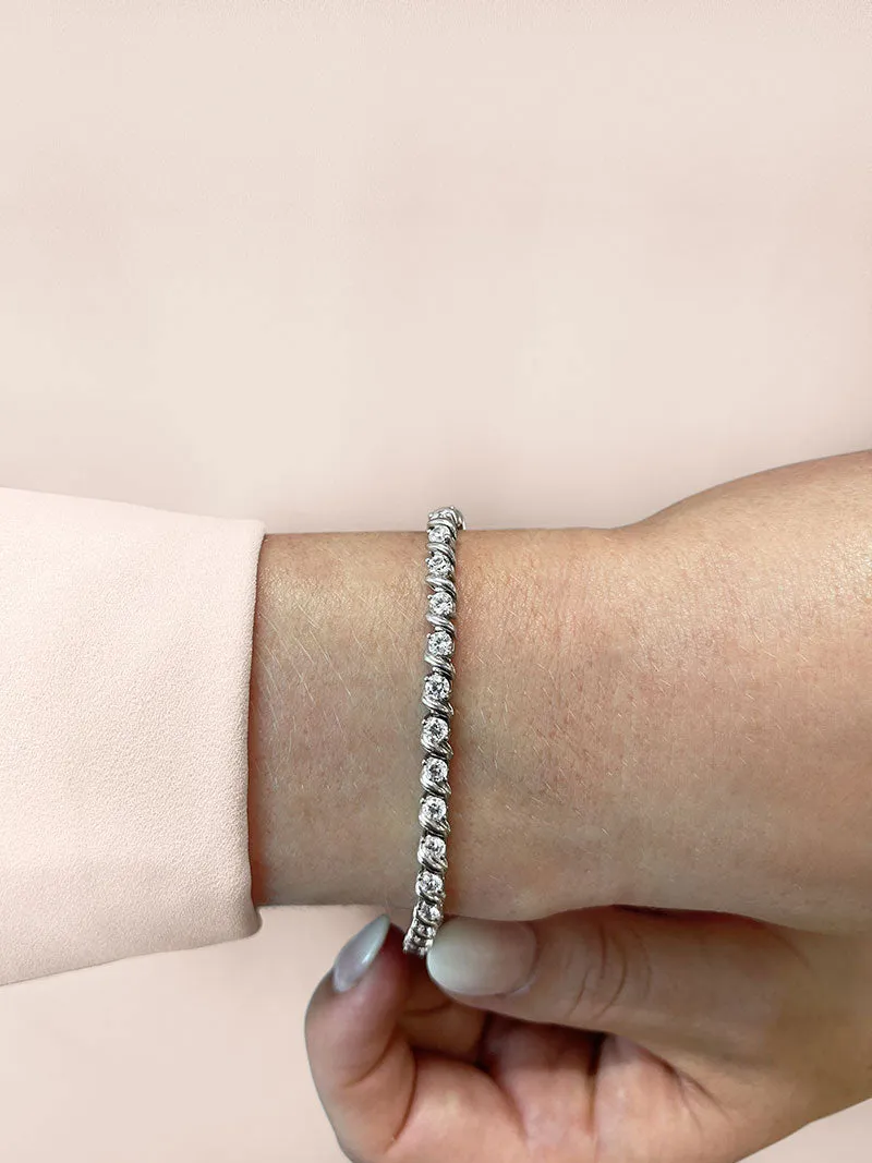 Wavy Hood Link Lab-Grown Diamond Tennis Bracelet with 8.97 ct.(finished) 4.7mm