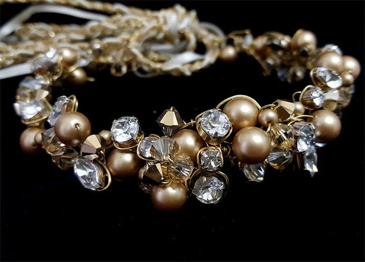 wedding armband - Juliet gold pearl by Kezani