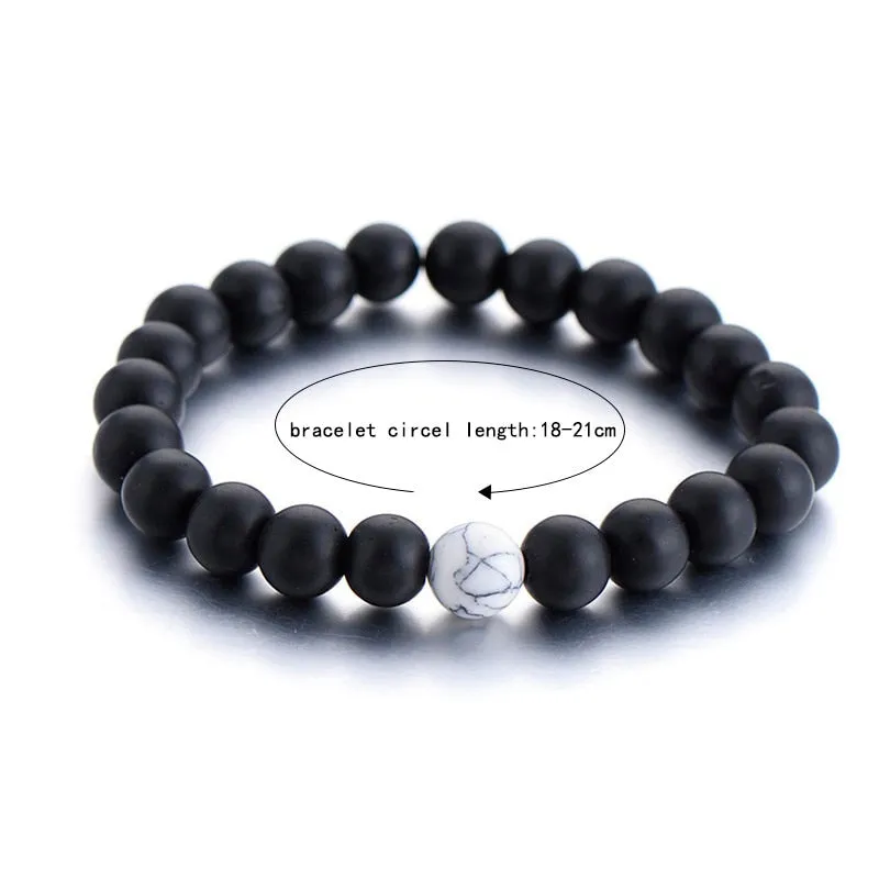 White Black Couple Magnetic Bracelets Natural Stone