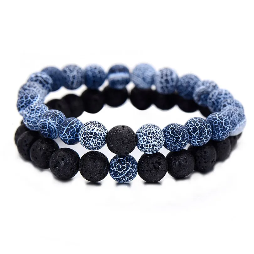 White Black Couple Magnetic Bracelets Natural Stone