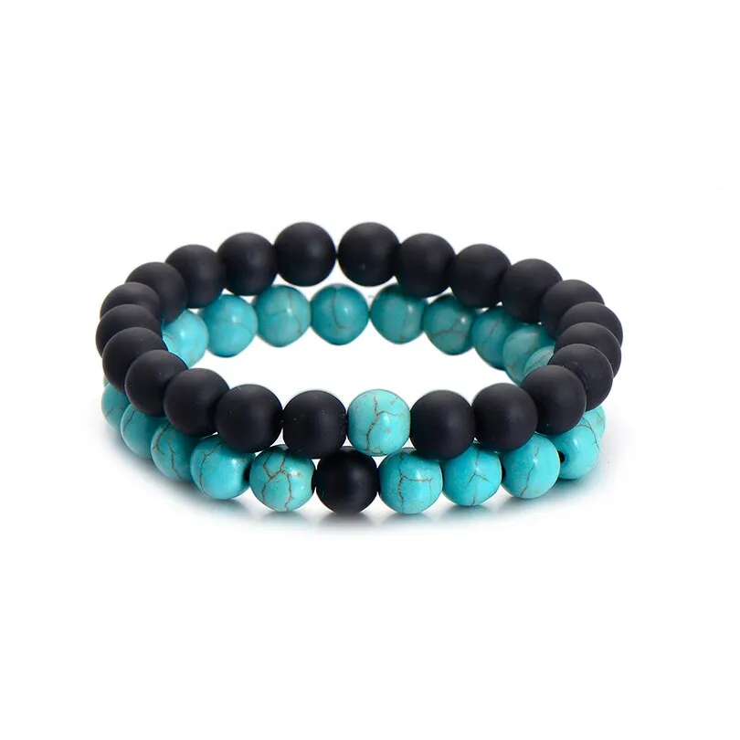 White Black Couple Magnetic Bracelets Natural Stone