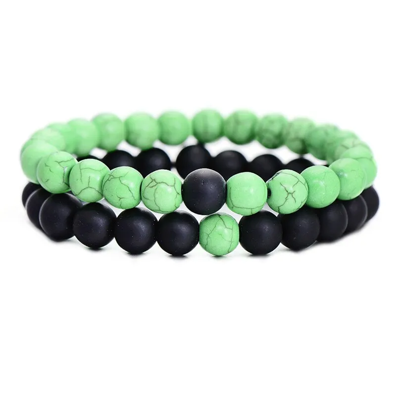 White Black Couple Magnetic Bracelets Natural Stone