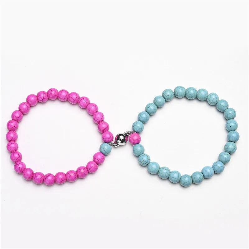 White Black Couple Magnetic Bracelets Natural Stone