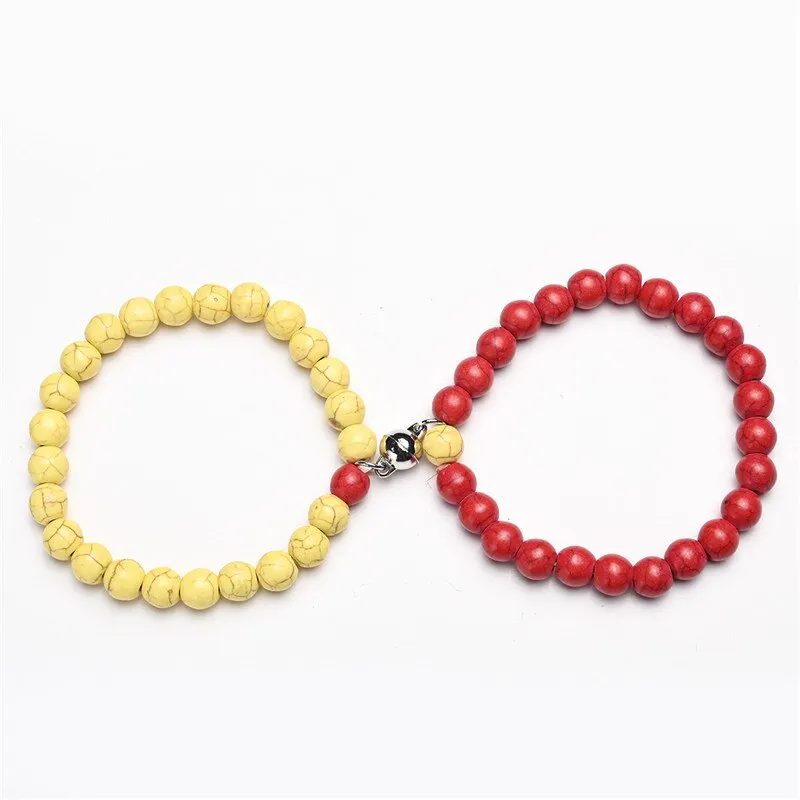 White Black Couple Magnetic Bracelets Natural Stone