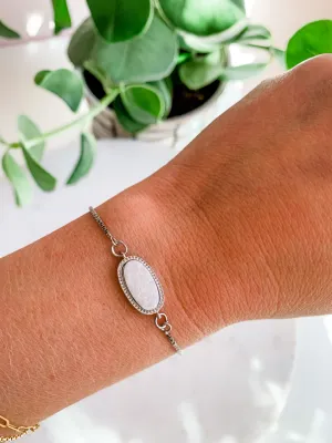 White Druzy Silver Bolo Bracelet