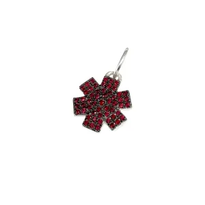 White Gold & Ruby Small Star of Life Medical Charm