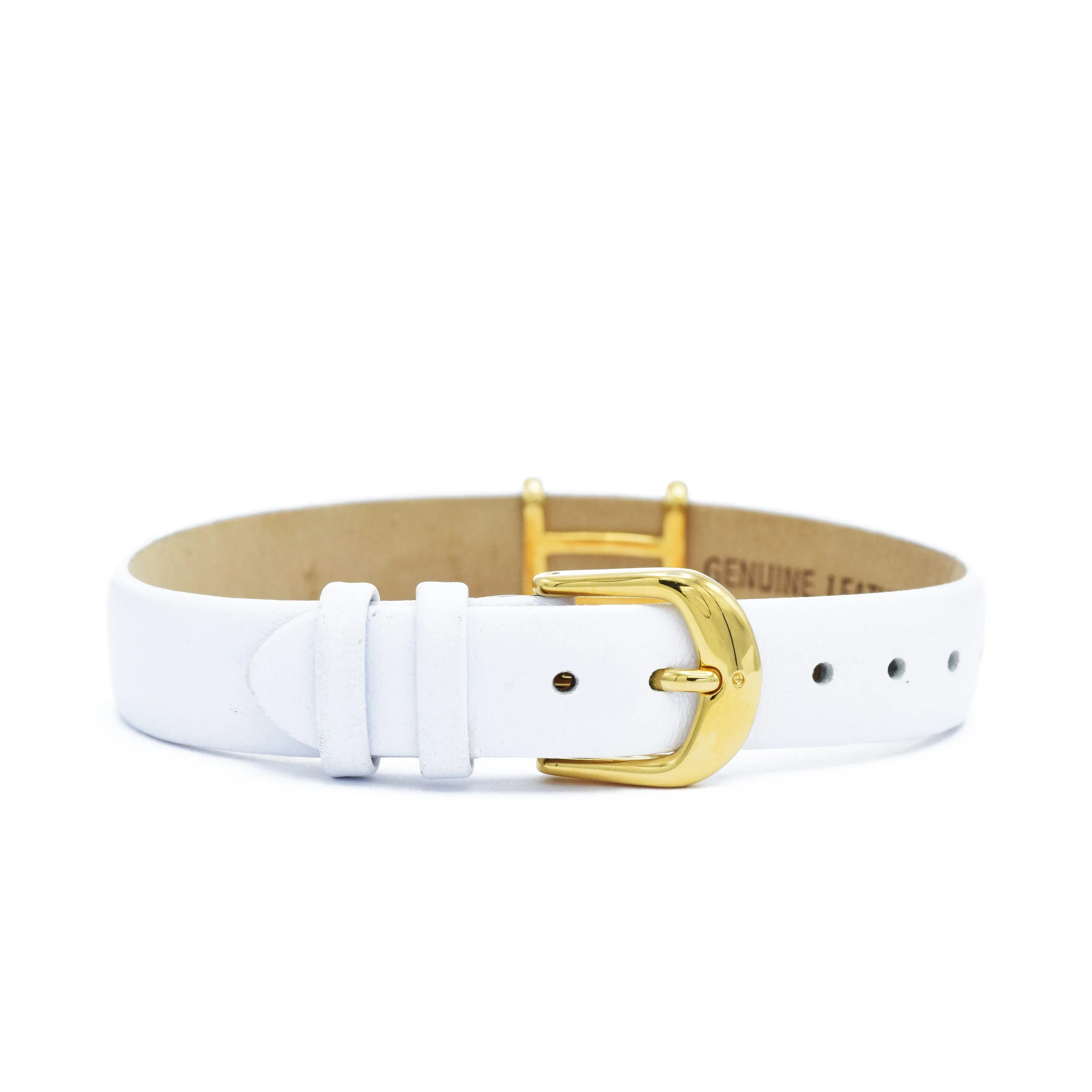 White Leather Bracelet with Black Agate Lock