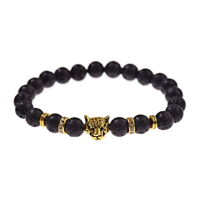 White Turquoises Stone Charm Bracelet Men Wood Beads