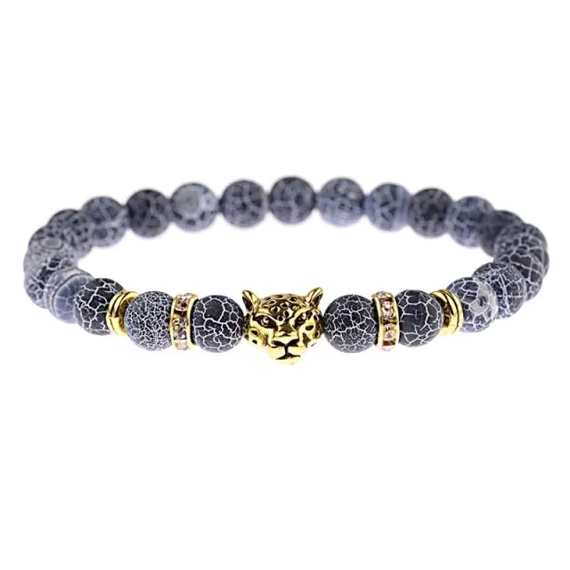 White Turquoises Stone Charm Bracelet Men Wood Beads
