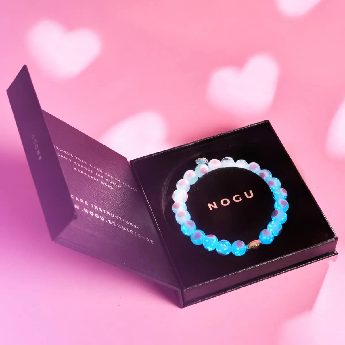 White x Pink | .925 Sterling Silver | Firefly Glass Love Bracelet