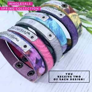 (Wholesale) Floral & Embossed Leather Bundles - Skinny Bracelet & Wrap Options