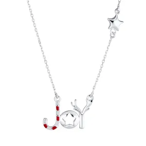 Winter Holiday Pendant Necklace Red Green Enamel Peppermint Candy Cane Star JOY