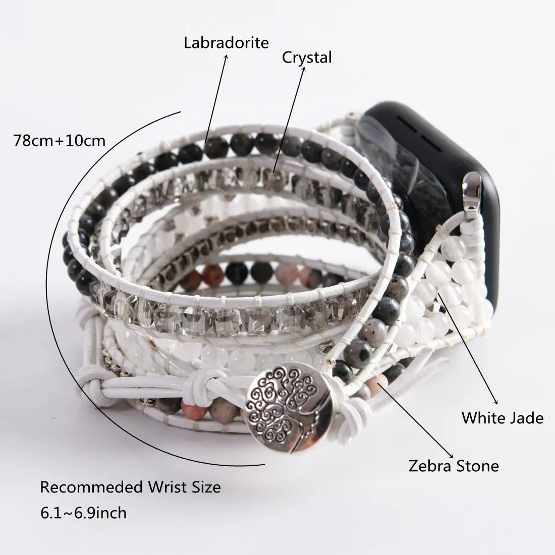 Women Natural Agate Stone Apple Watch Leather