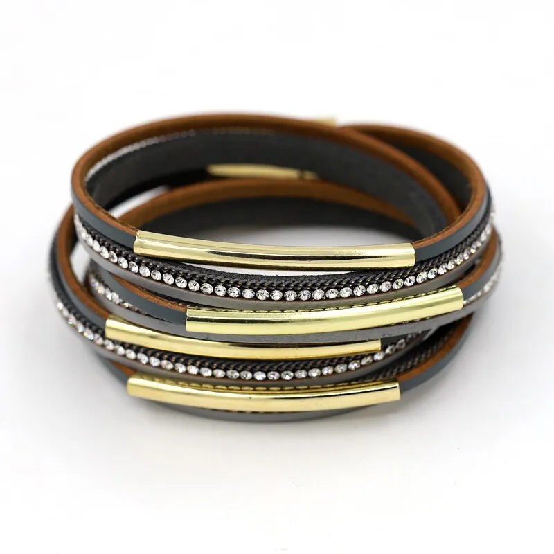 Women's Bracelet Jewelry Multi-Layer Leather Winding